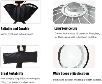 Godox P90H High Temperature Resistant 90cm Deep Parabolic Softbox with Bowens Mount for Photography Studio Video Flash Light detail image