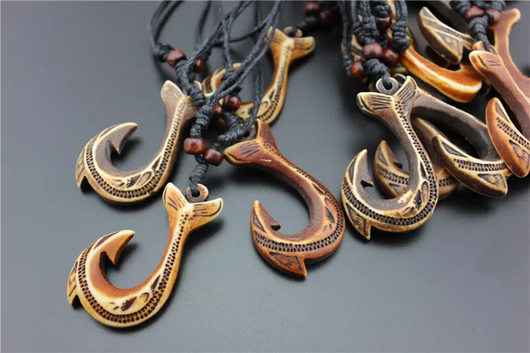 Retro New Zealand Maori Tribal Fishhook Necklaces Traditional Handmade