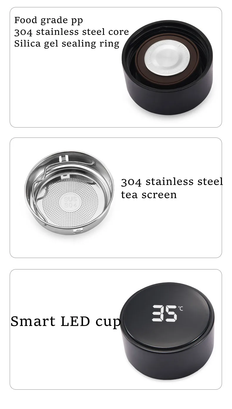 Vacuum Flask LED Temperature Display Smart Thermo Water Bottle for  Wholesale 304 Double Wall Stainless Steel