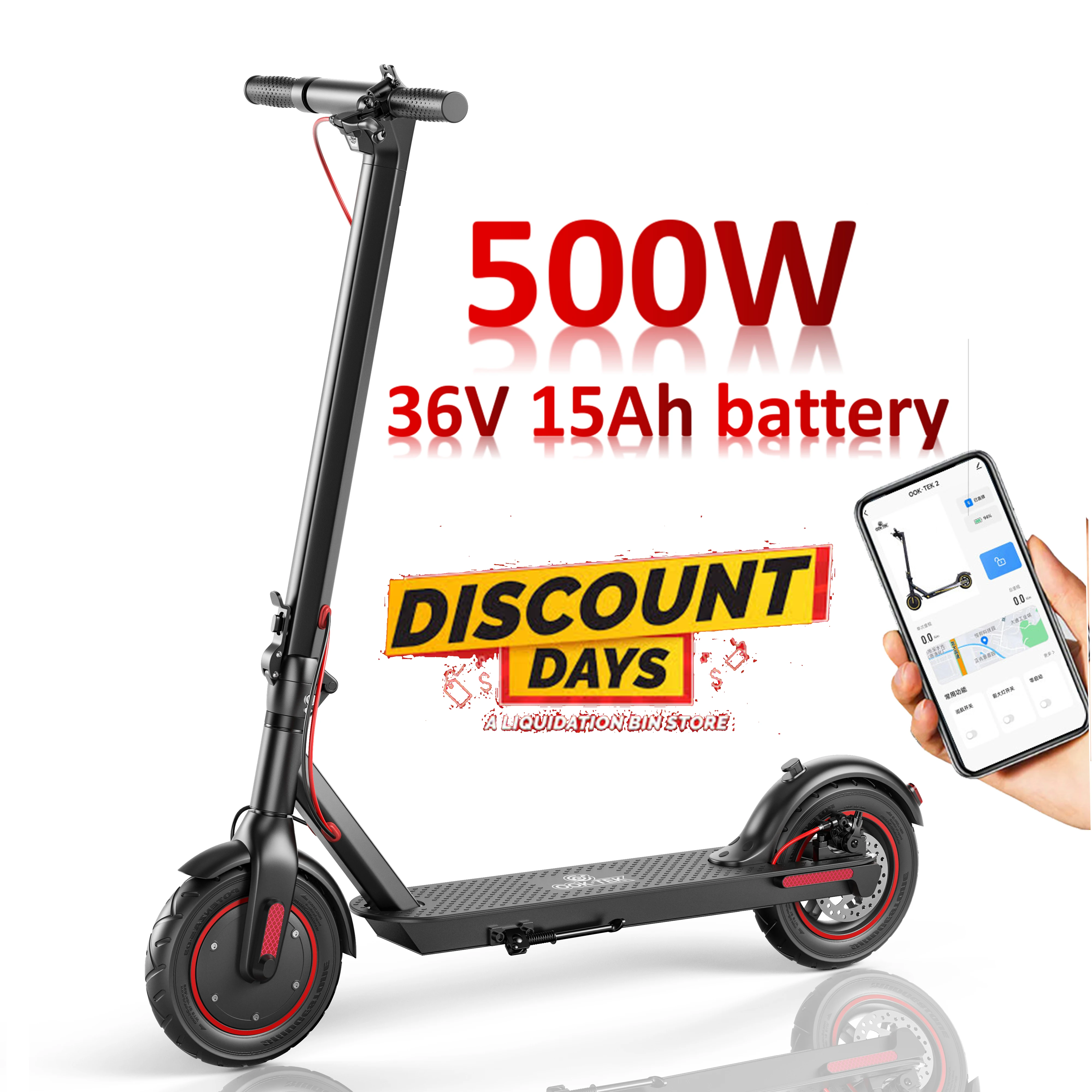 Популярный Электрический скутер из алюминиевого сплава с 10-дюймовым двигателем 500 Вт, 36 В, 15 А ч