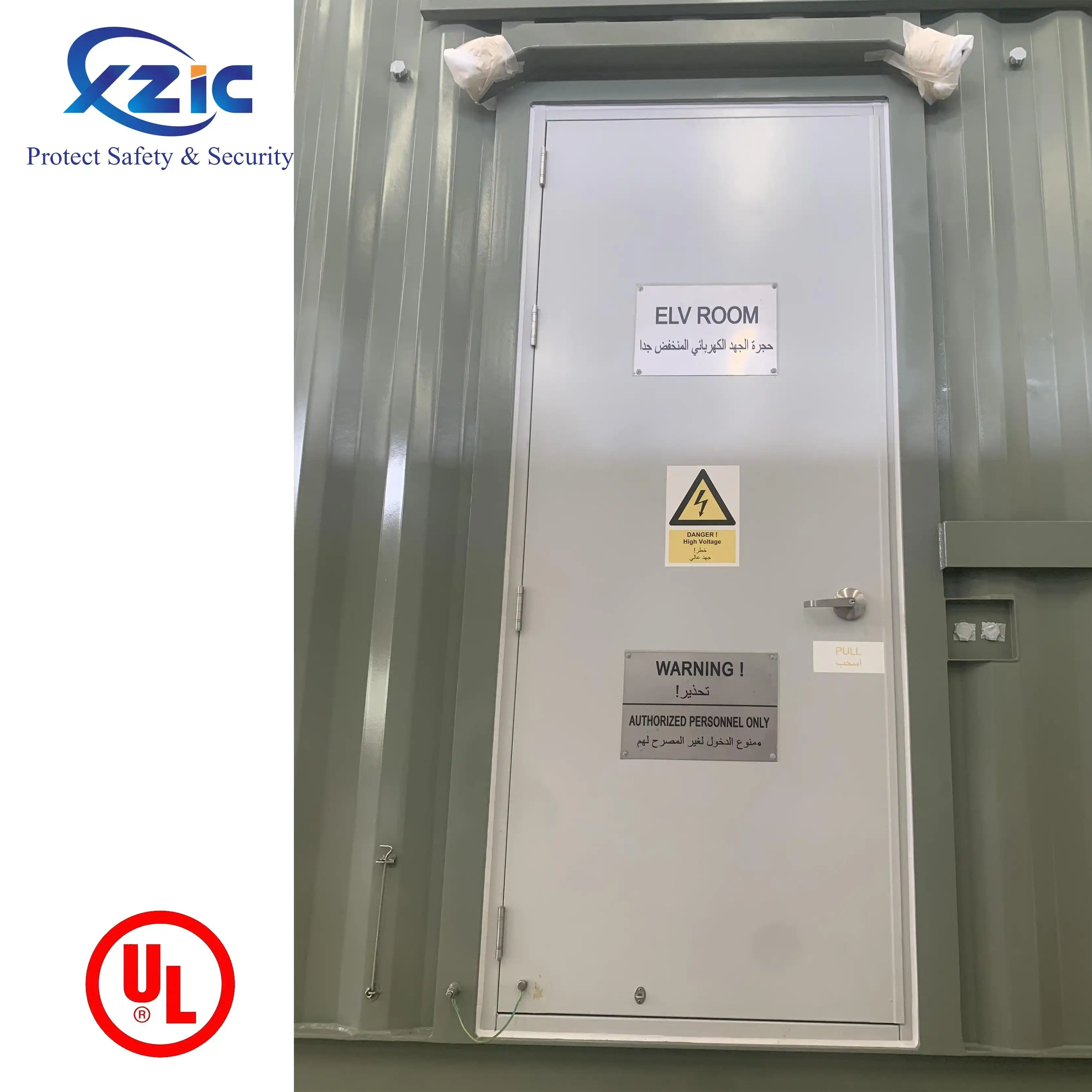 UL Fire Resistant Door With Panic Push Bar and Glass Steel Hollow Metal Commercial