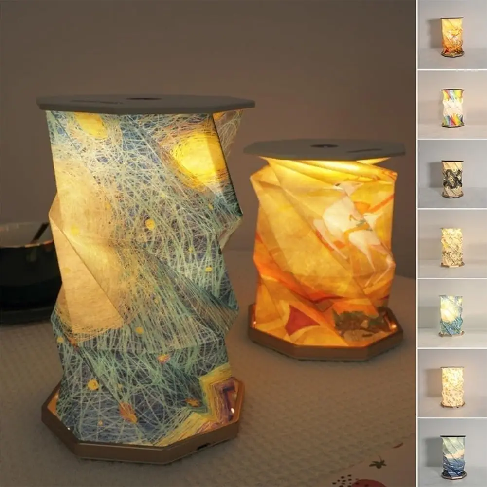 2024 Custom Design Creative Decorative Night Light Soft Led Foldable Touch Sensor Paper Bed Lamp Kids Dimming Night Light factory