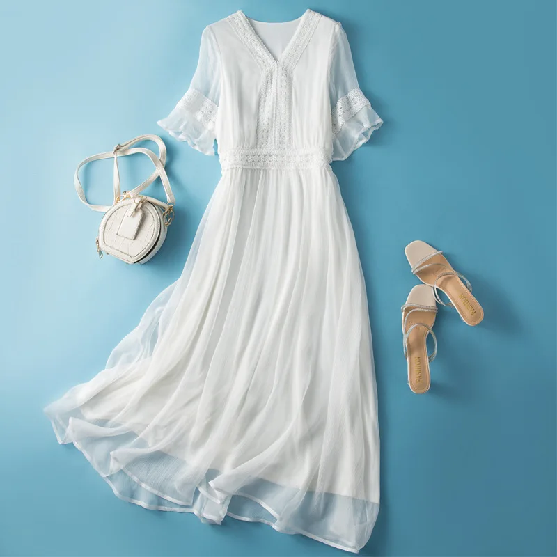 Shop Our Summer White Silk Women's Dress - Elegant & Casual