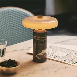 Nordic Marble Style Creative Table Lamp Flexible Light Switch Control Dome Shade for Home Decor Study Living Room Bedroom