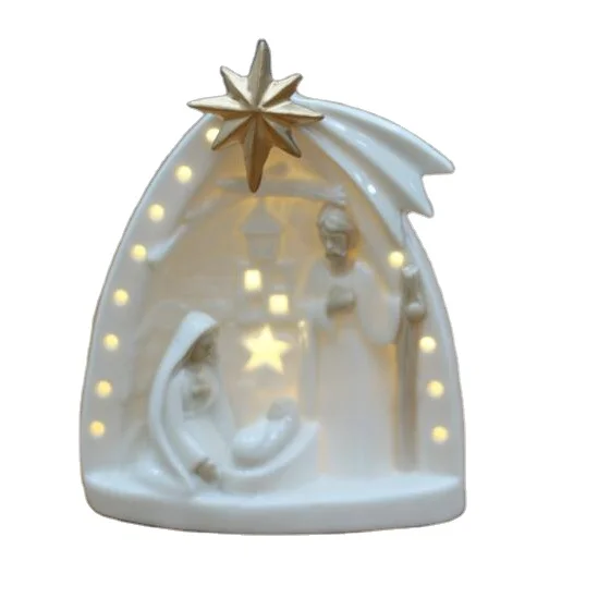 nativity tea light holder