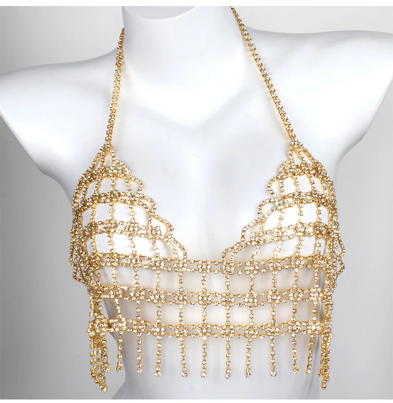 Fashion Accessories Rhinestone Tassel Body Chains Hollow Sexy Nightclub