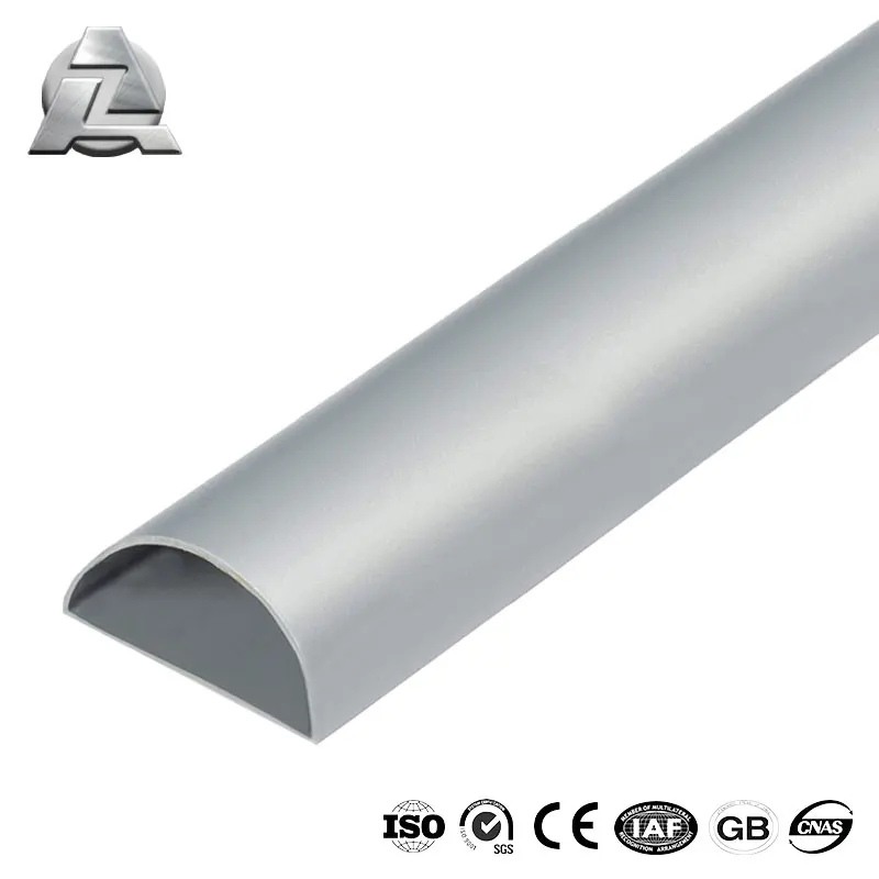 Extruded Half Round d Shape Waterproof Aluminium Alloy Tubing Pipe Extrusion Profile for Cable Cover Wire Hider
