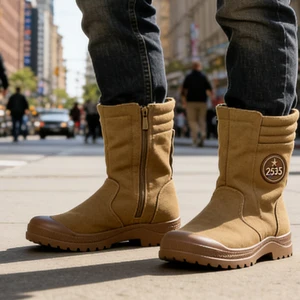 Functional Men's Shoes Full Simplicity Strong Support Impact Resistance Shoe Zipper Lightweight Flexible Mid Hiking Casual Shoes