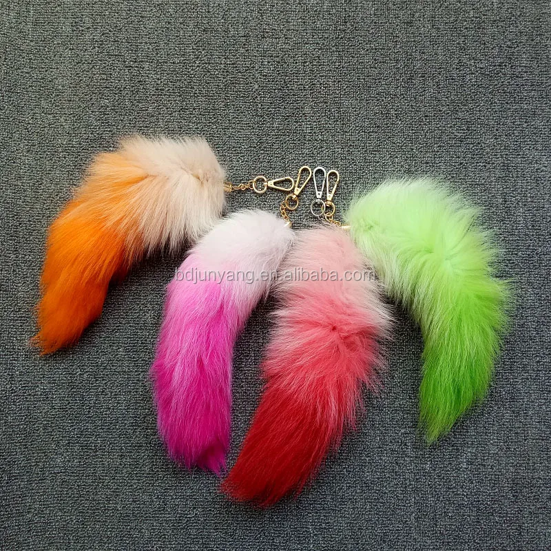 Пушистый меховой брелок с подвеской из натурального меха лисы