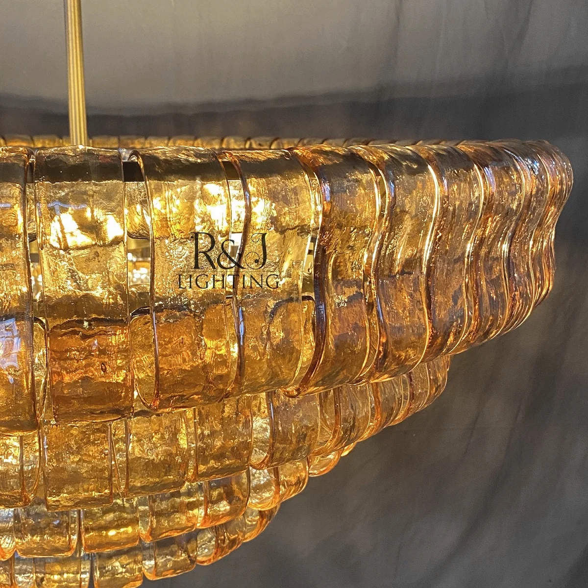 Custom Post-modern High Ceiling Brass Lantern Hotel Lobby Living Room Restaurant Oval Italian Murano Glass Chandelier