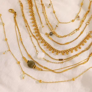 MW Wholesale Anti-Tarnish Stainless Steel Bracelet: Minimalist Natural Stone Beads & Link Chain for Women  Manufacturer Direct