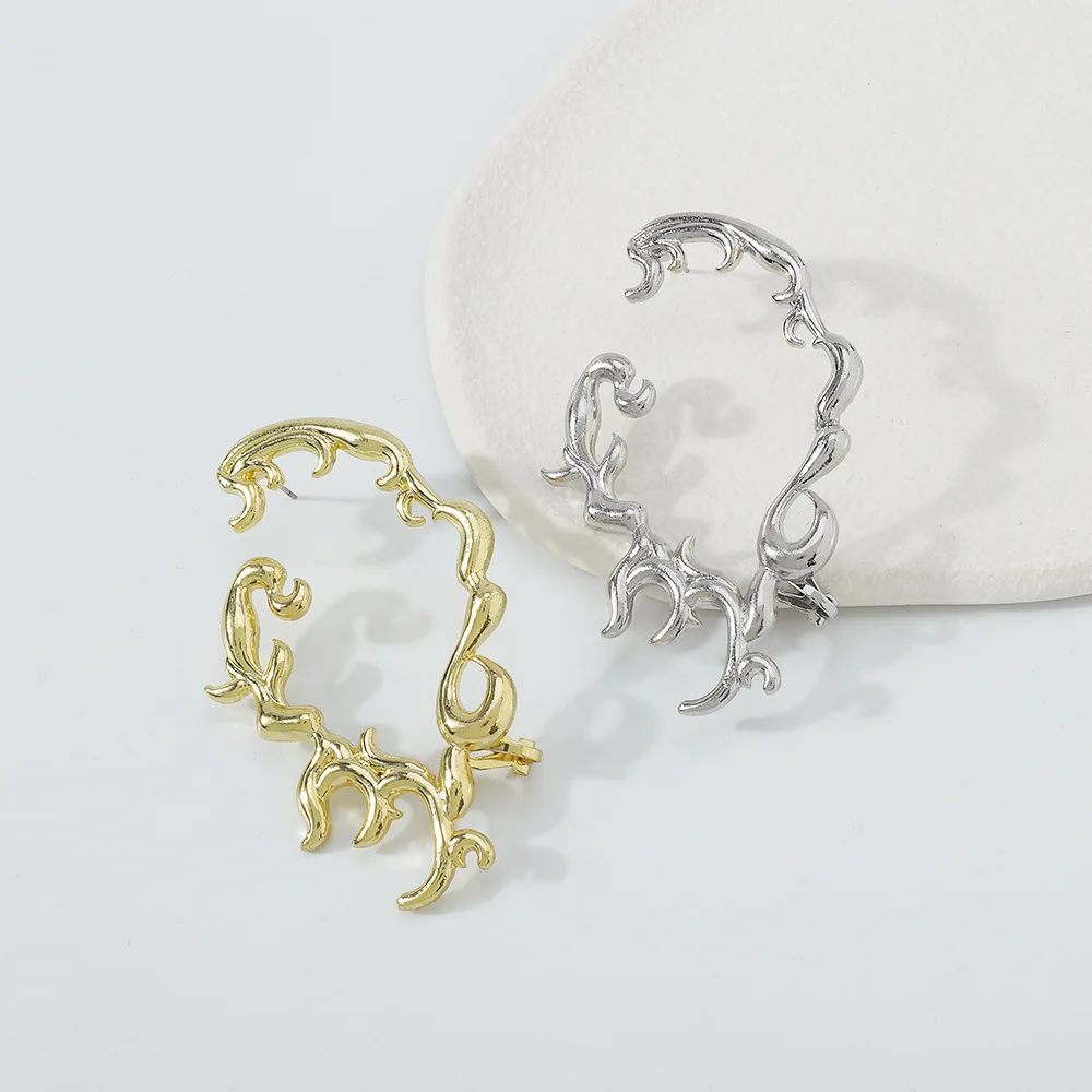 Cold Wind Creative Design Non Pierced Ear Elf Fairy Ear Cuff Clip Irregular Geometric Clip on Earrings Jewelry Accessories
