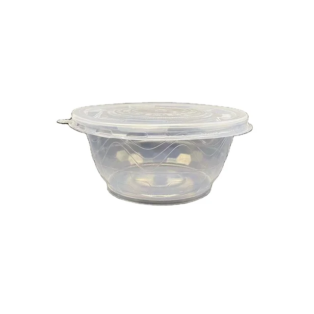 Disposable plastic round bowl packaging box with bottom bowl, noodle bowl, soup bowl