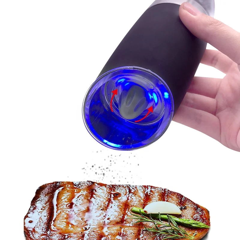 Gravity Electric Pepper Grinder or Salt Grinder Mill  Battery Operated Automatic Pepper Mill With White or Blue Light
