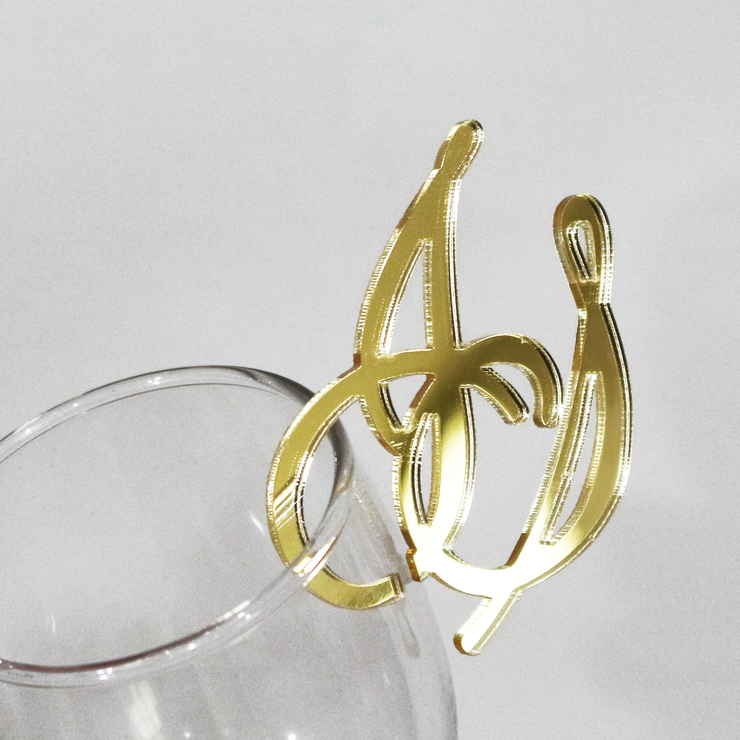 Laser Cut Gold Script Writing Mirrored Acrylic Topper Custom Gold ...