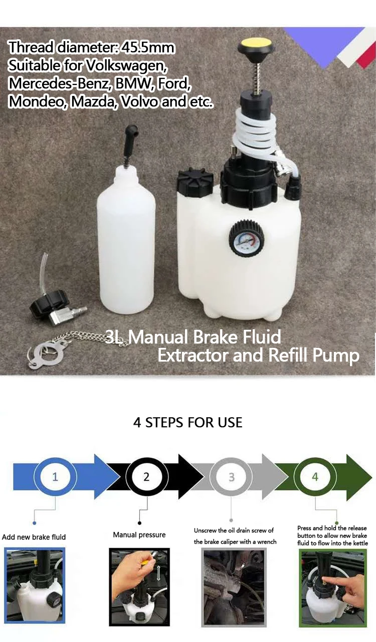 3l Hand Brake Fluid Bleeder Bleeding Kit,Brake Bleeder,Manual Brake