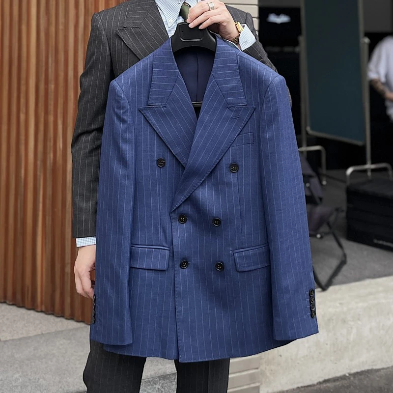 Nuovo gentiluomo abito British a righe doppiopetto da uomo