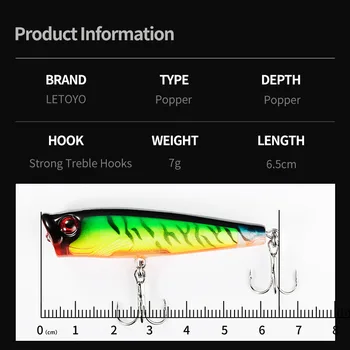 Top Water Popper Floating Fishing Lure 7g 6.5cm Plastic Hard Bait Water Surface Popping Lure Artificial Bait 3D Lure Eyes 65mm – Popper – view 3
