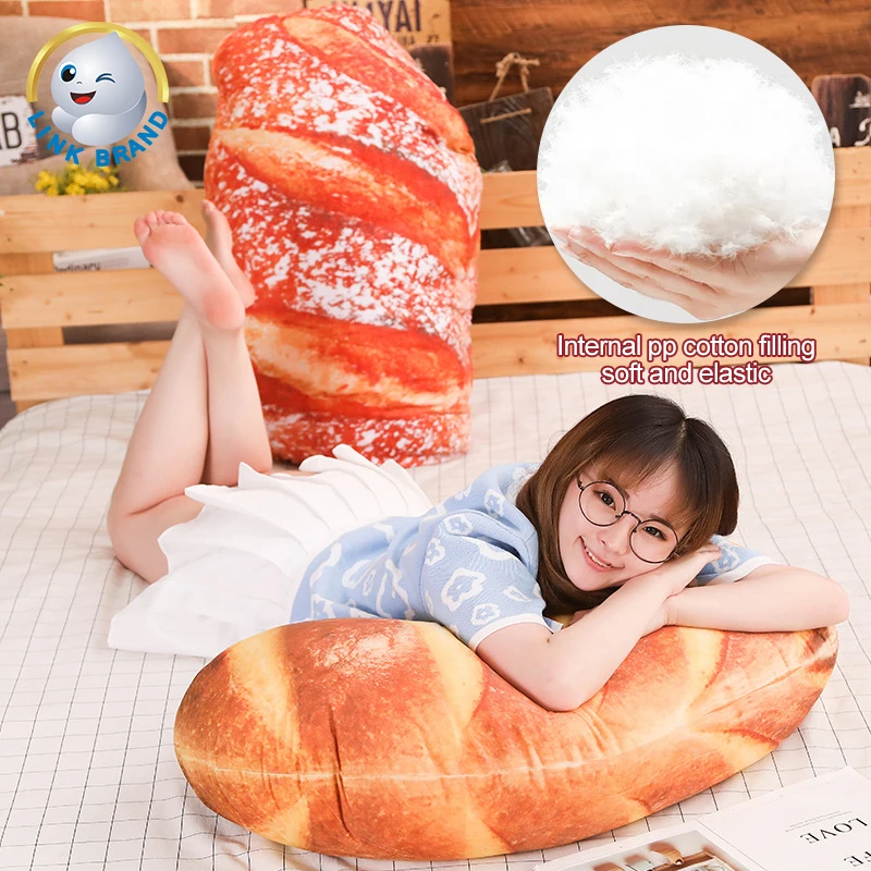 3D Simulation Bread Shape Pillow Soft Lumbar Baguette Back Cushion Funny Food Plush Stuffed Toy 40/60/80/100cm, Size: 40 cm