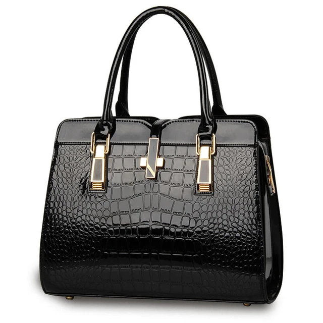 2021 hot sale crocodile leather ladies shoulder bags vintage PU purse vegan handbag women hand bag - Image 2