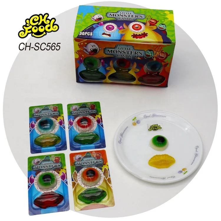 Low MOQ Wholesale Little Monsters Candy 3D Eyeball and Lip Shape Gummy Candy Sweets Easter Candy