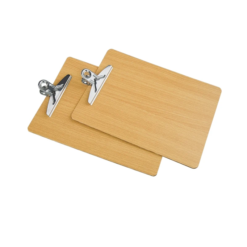 Фабрика OEM оптовая продажа 9x12 дюймов Меламиновый дизайн МДФ деревянные бумажные файлы канцелярские принадлежности зажим-бабочка доска ручной планшет