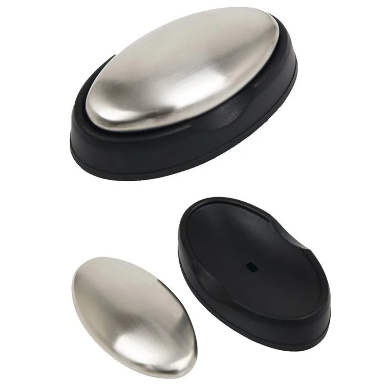 Factory Supply Wholesale Soap Magic Stainless Steel Oval Soap Odor Remover Metal Bar Soap With Black Box