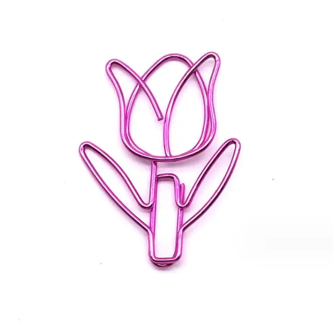 Plating Color Flower Tulip Metal Paper Clips