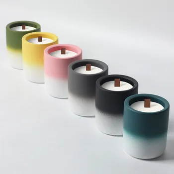 Custom Size Design Scented Candle Making Concrete Cement Empty Cup Jar with Multi Gradient Color