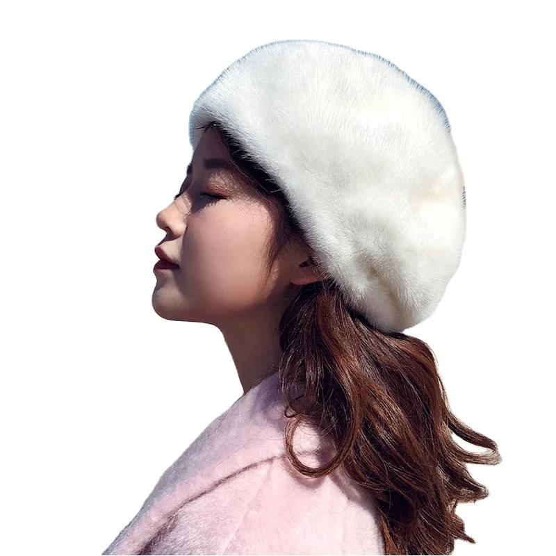 Pudi Hf811 Women's Mink Fur Hat Girls 