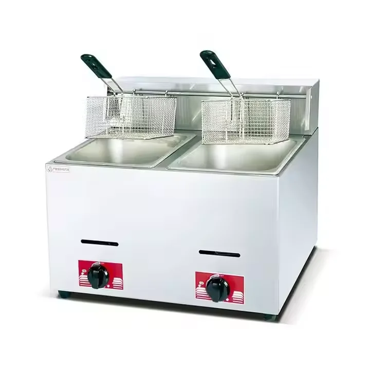 TEBAK Fryer Machine Table Single Basket Commercial Gas Deep Fryer Chips Fryer Kitchen Food Equipment Machine