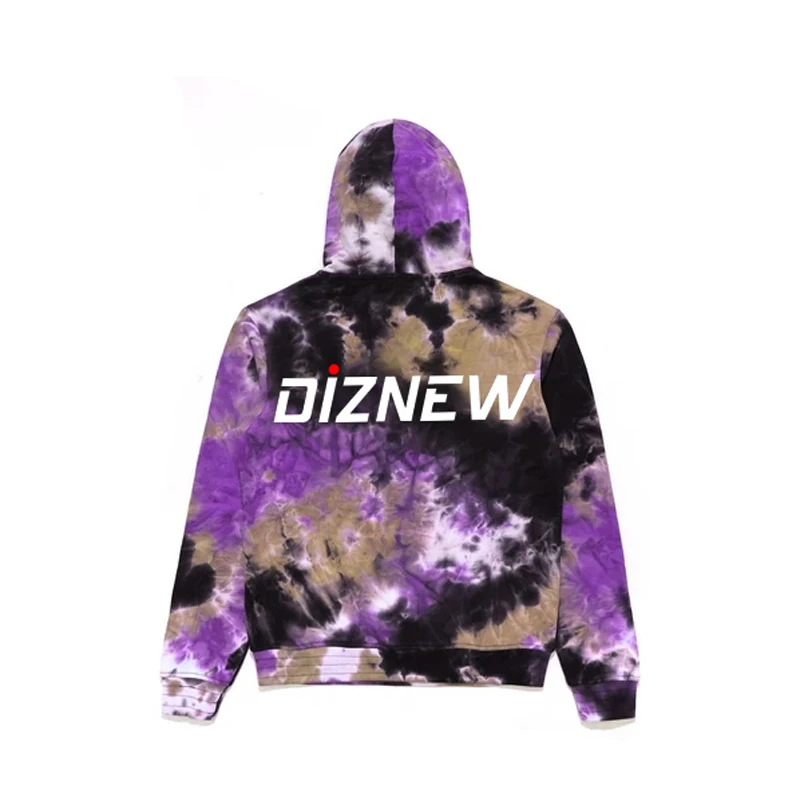 DiZNEW acid wash hoodie manufacturers bulk custom printing logo tye dye hoodies men factory