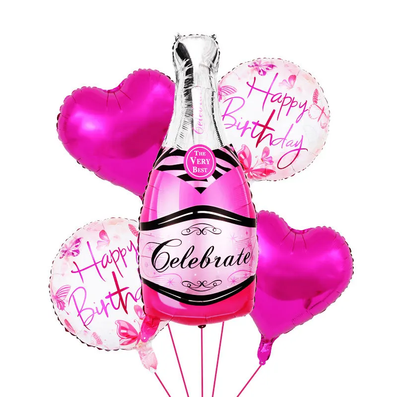 Champagner Flasche 5 Stück Set Aluminium Film Ballon Geburtstags Feier Party Dekoration Flasche Ballon Kleines Set
