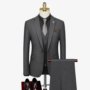 2026 New Men's Wedding Banquet 3 Pieces Slim Business Single Breasted Notch Lapel Center Vent High Quality Suit Set for Men