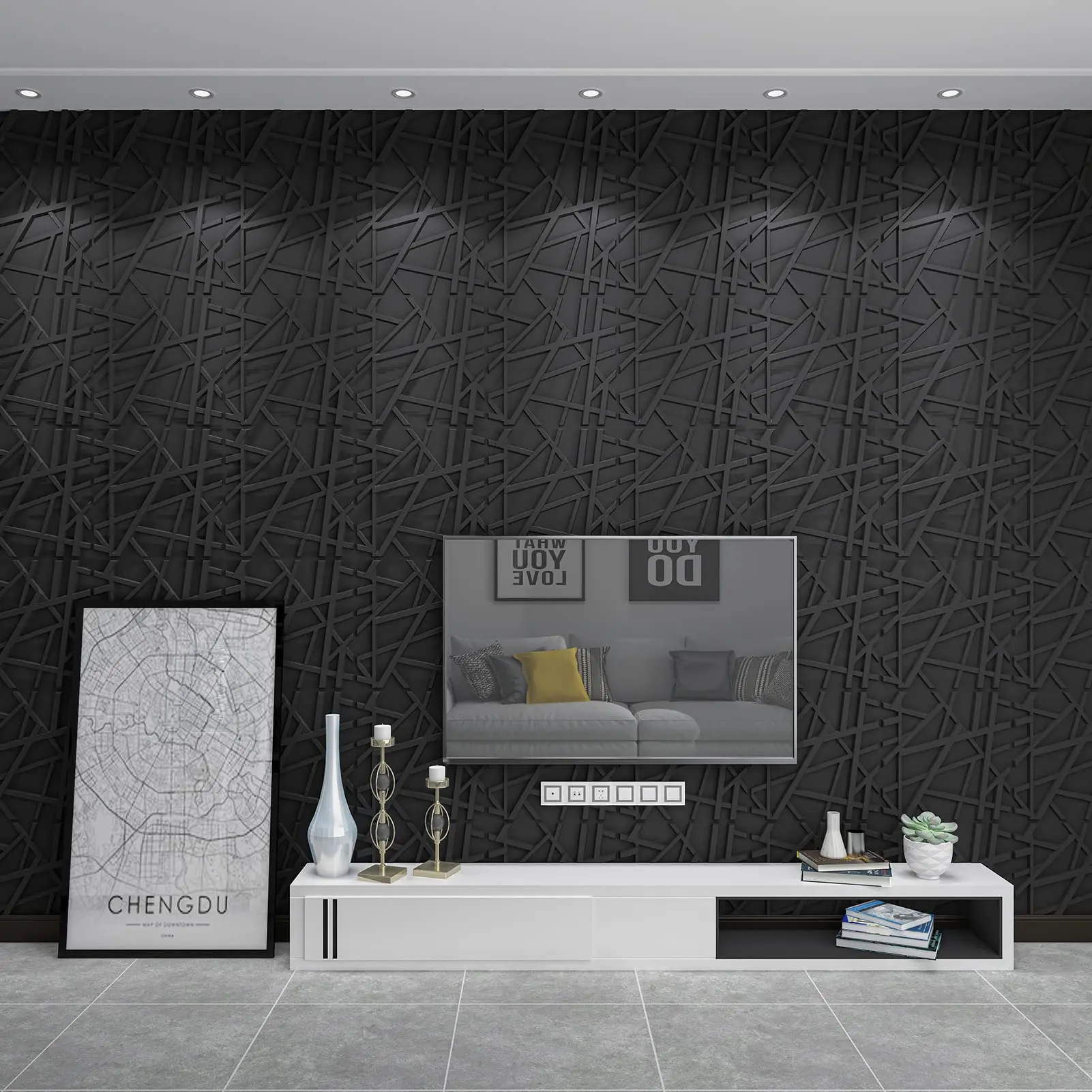 PVC Decorative 3D Wall Panels - Elegant Black Textures for Interior ...