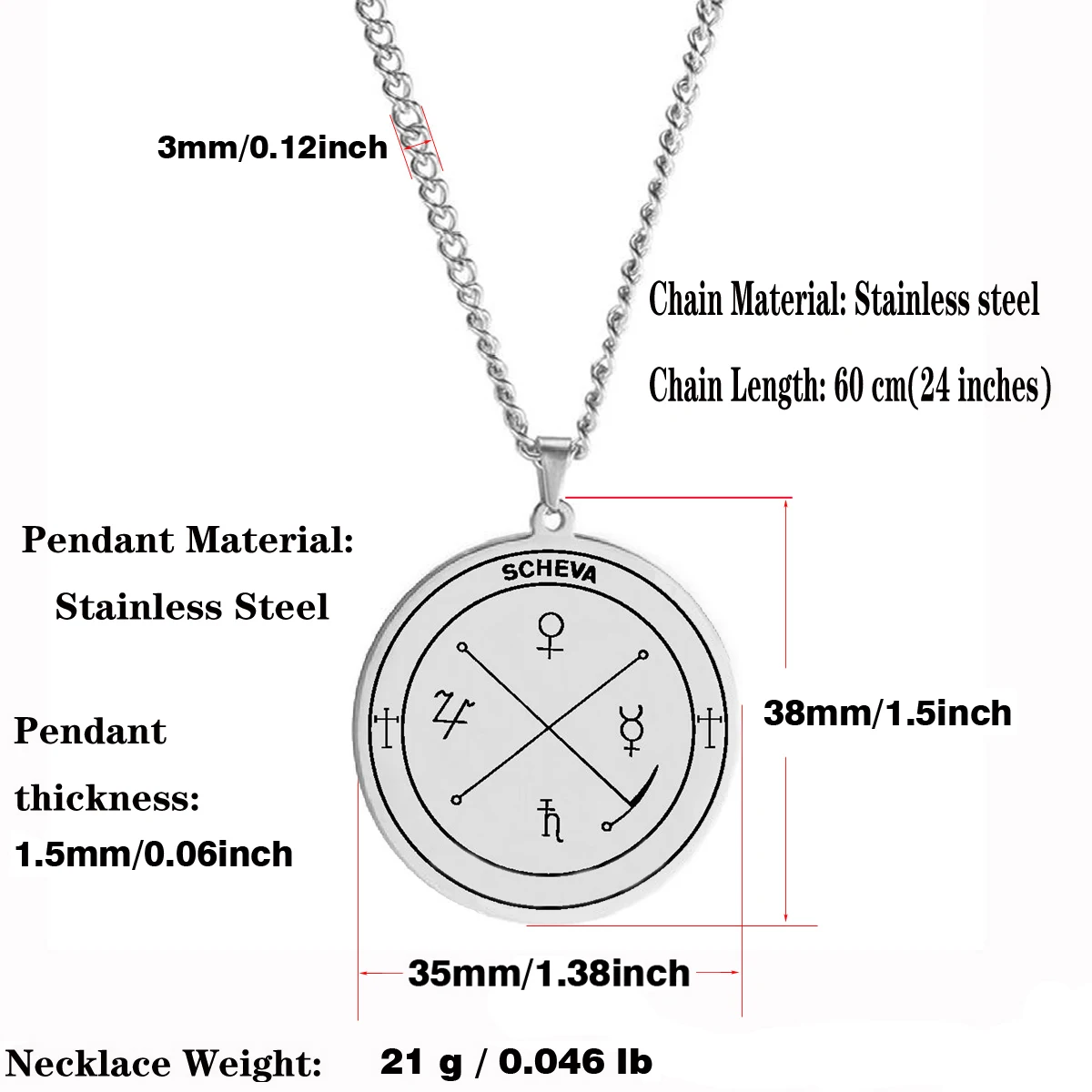 SCHEVA Get Luck in Business Succeed in All Companies Powerful Amulet Talisman Jewelry Laser Cut Stainless Steel Pendant Necklace