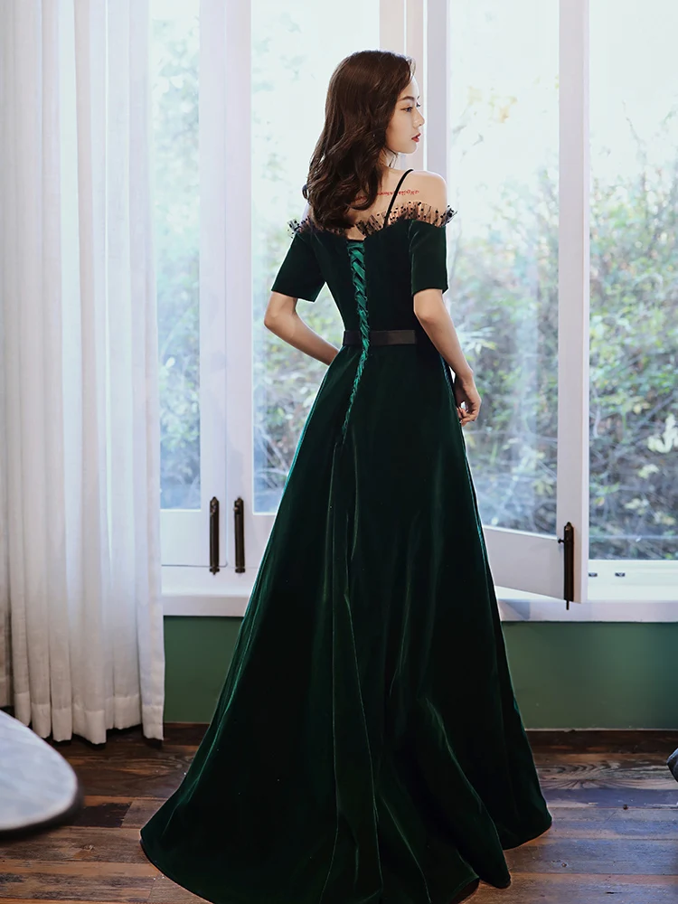 Velvet Banquet Elegant Teal Evening Dress Prom Dress