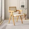 Retro black solid wood-white leather upholstery