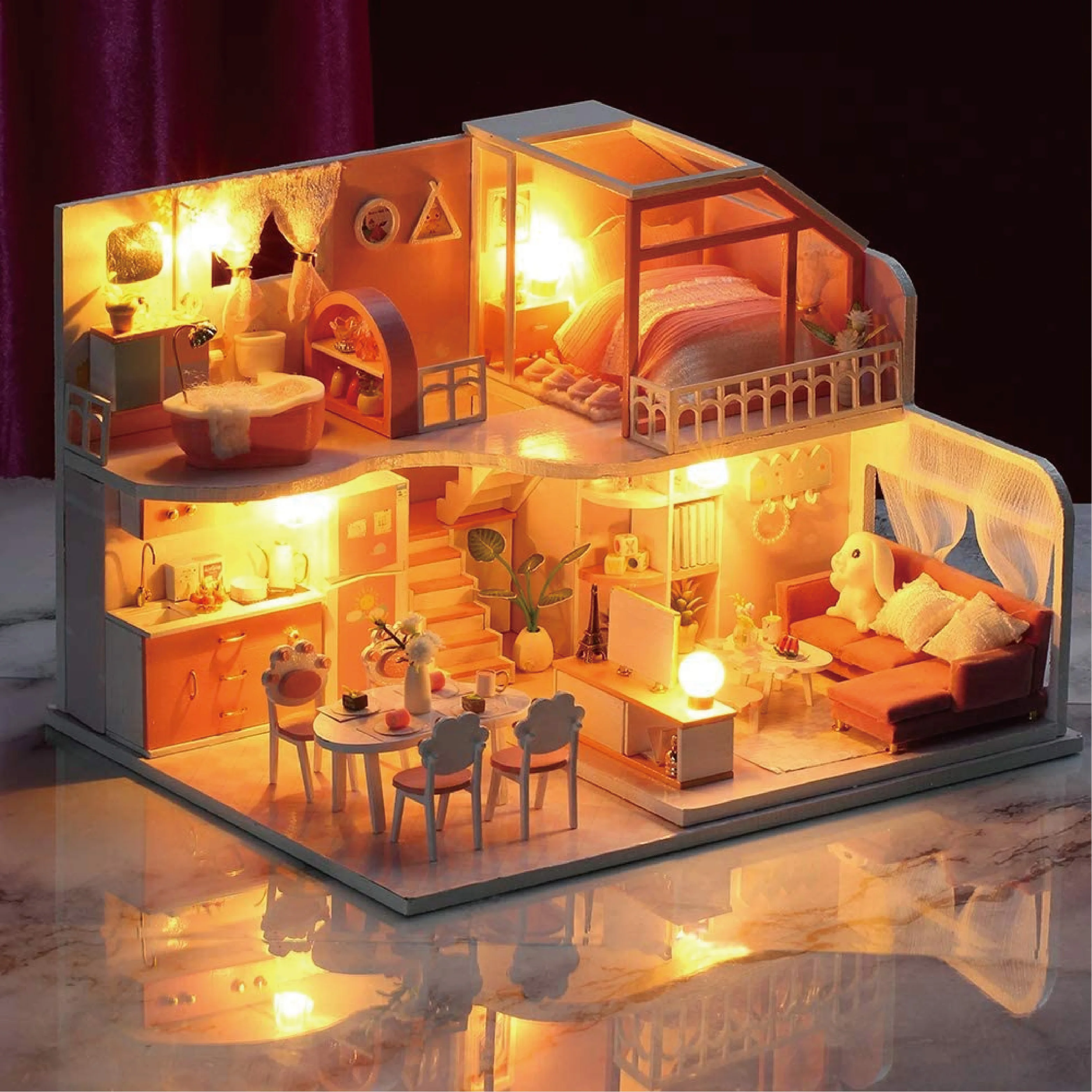 Barbie Maison de rêve | 2 piscines, 2 toboggans, ascenseur, 9 zones de jeu, inclut 2 maisons, 65+ pièces avec mobilier et accessoires, JKG84