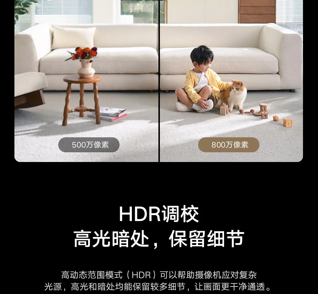 Gadgetoo Xiaomi Smart Camera 4 8 Million Pixels 4K Hd 2.4/5Ghz Dual Band Infrared Night Vision Ai Smart Detection Mihome App Cn Version New-For Xiaomi Smart Camera 4