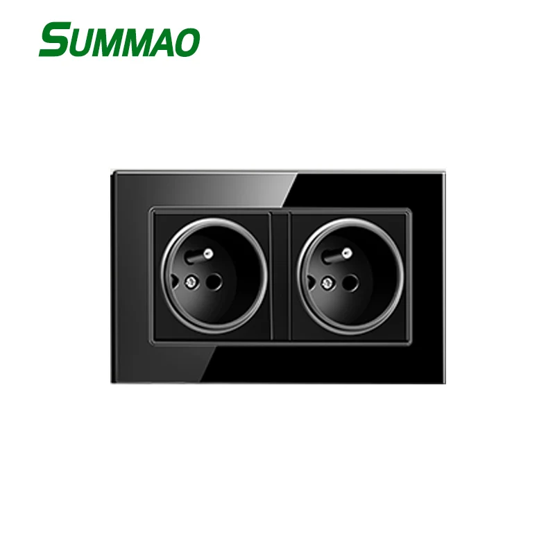 Hotel Light Switch Tempered Glass Touch Panel 1/2/3 Gang Modern Design Standard Socket Lamp Conjoined Electric Switches