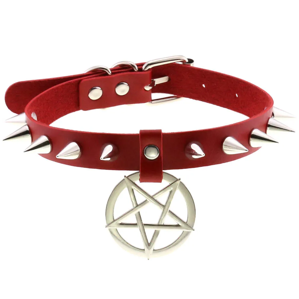 Gothic Lolita Cosplay Girl Metal Spike Choker PU Leather Collar