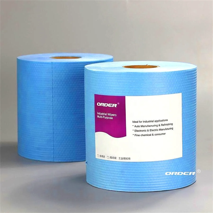 Low cost for daily use Creped cellulose pet laminated spunlace nonwoven material jumbo roll cleaning wipes