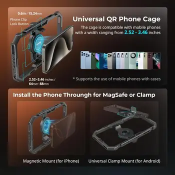 For SmallRig Pro Phone Rig Kit All-in-One Universal Quick Release LED Light QR Tripod Dual Handles Power Bank detail image
