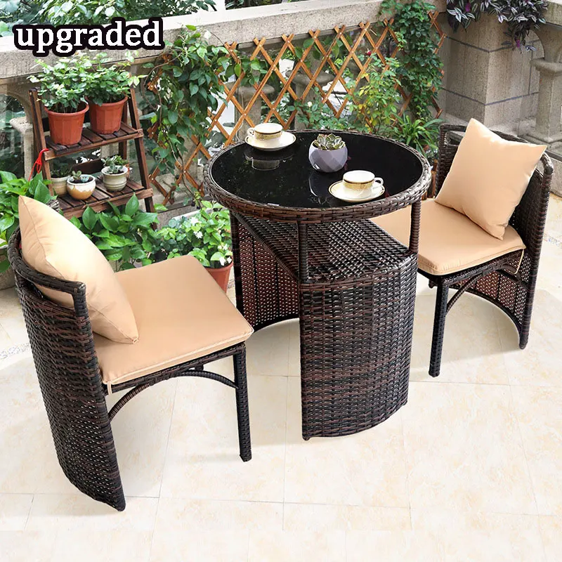 Balcony Furniture Small Cafe Table Set Space-saver Patio Balcony