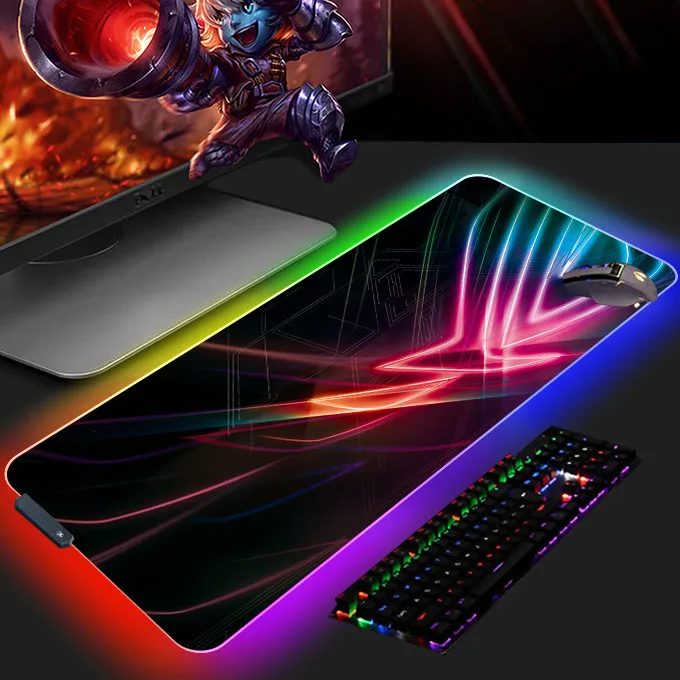 Cute Animals Kawaii Gaming Setup Accessories Mousepad Carpets Anime with  Backlight Pc Gamer Rgb Led Design Large Big Size Cover - AliExpress