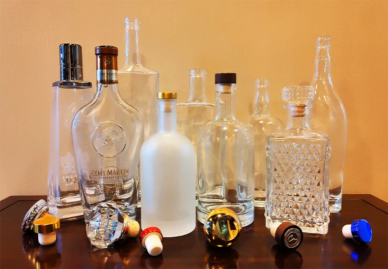 Famlink Custom Luxury Liquor Glass Bottle 750ml Glass Bottle For Wine Brandy Whiskey Frosted