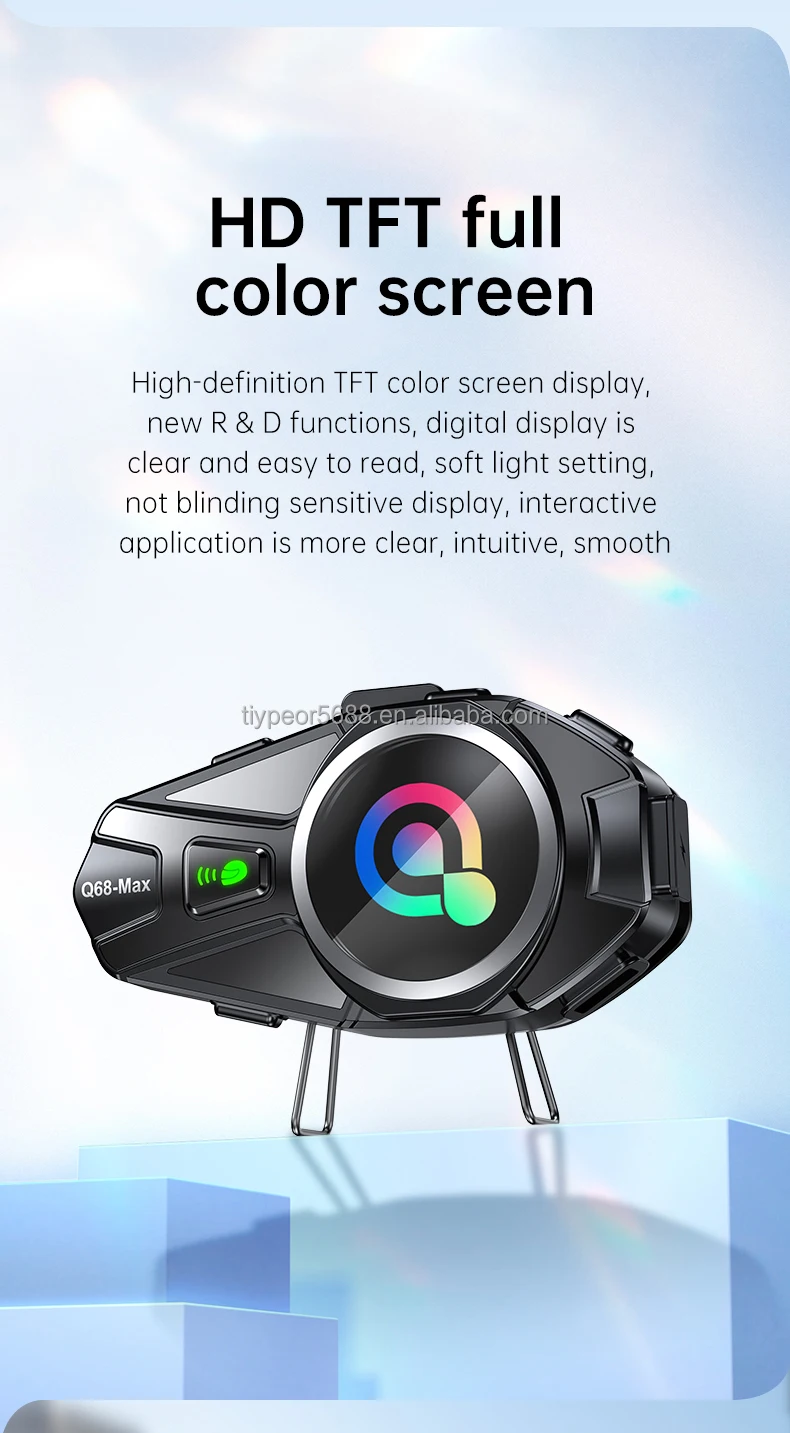 product tiypeor motorcycle helmet bt headset 2 riders 500m intercom tft color display ipx6 waterproof noise reduction auto answer-3