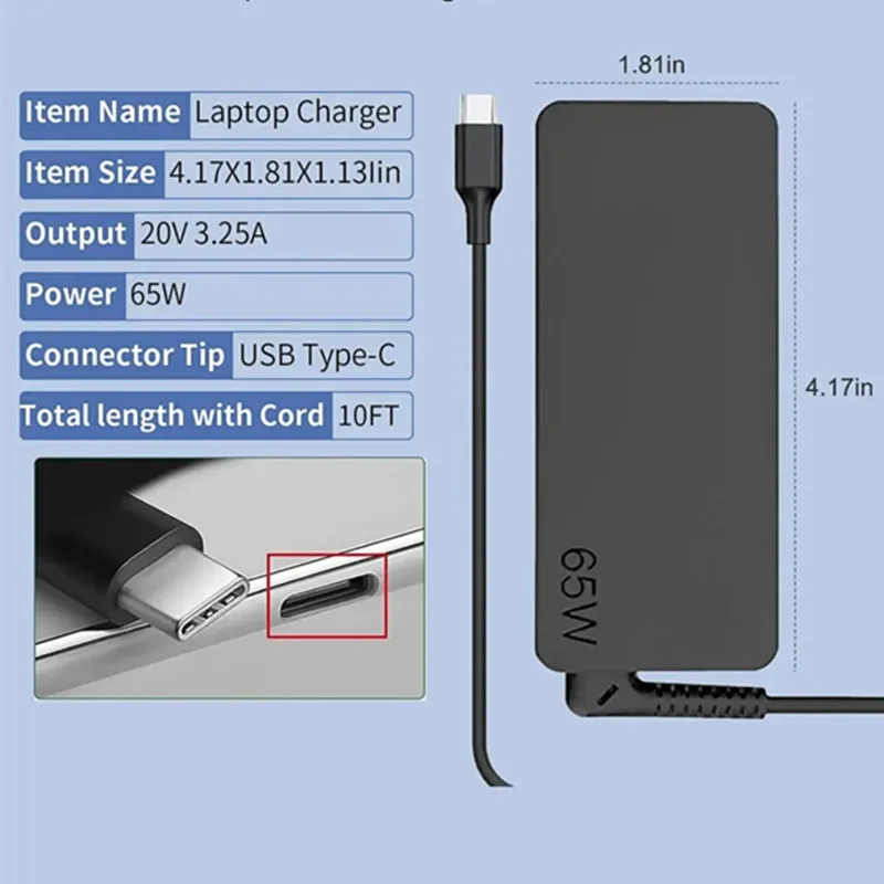 Factory Price Newest Type C 45w 65w Usb C Ac Laptop Universal Power Adapter Charger for Dell Lenovo