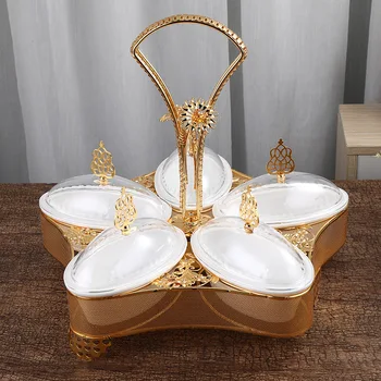 漆器 膳 5枚セット 金色風景画　(Footed dining tray) H7013e771036a480da9770f0588610